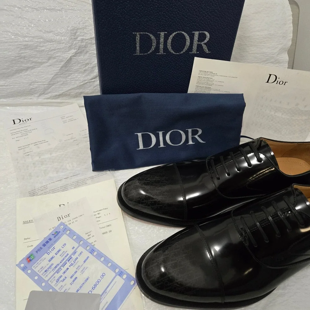 Dior Men Black Leather Oblique Cap Toe Oxford Dress Shoes Size 45 US 11 12 956-1